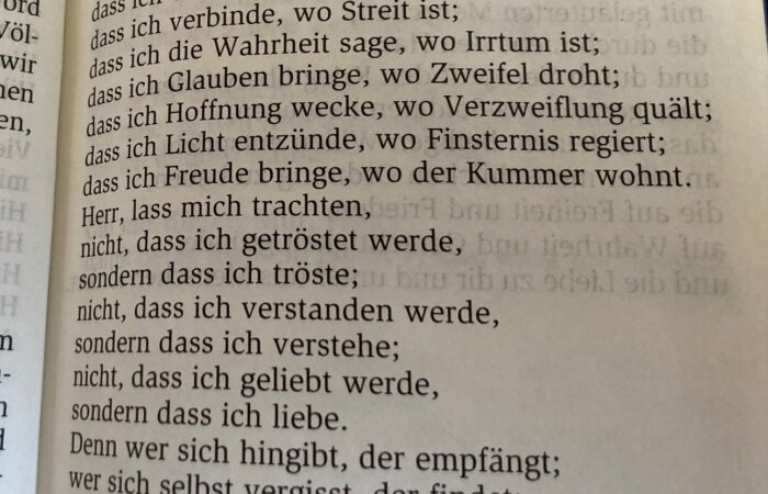 Herr, mache mich zu einem Werkzeug deines Friedens